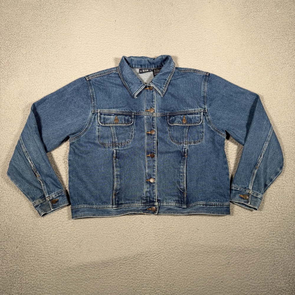 Bill Blass Jacket Womens XL Blue Trucker Denim Pockets Outdoor Casual Preppy